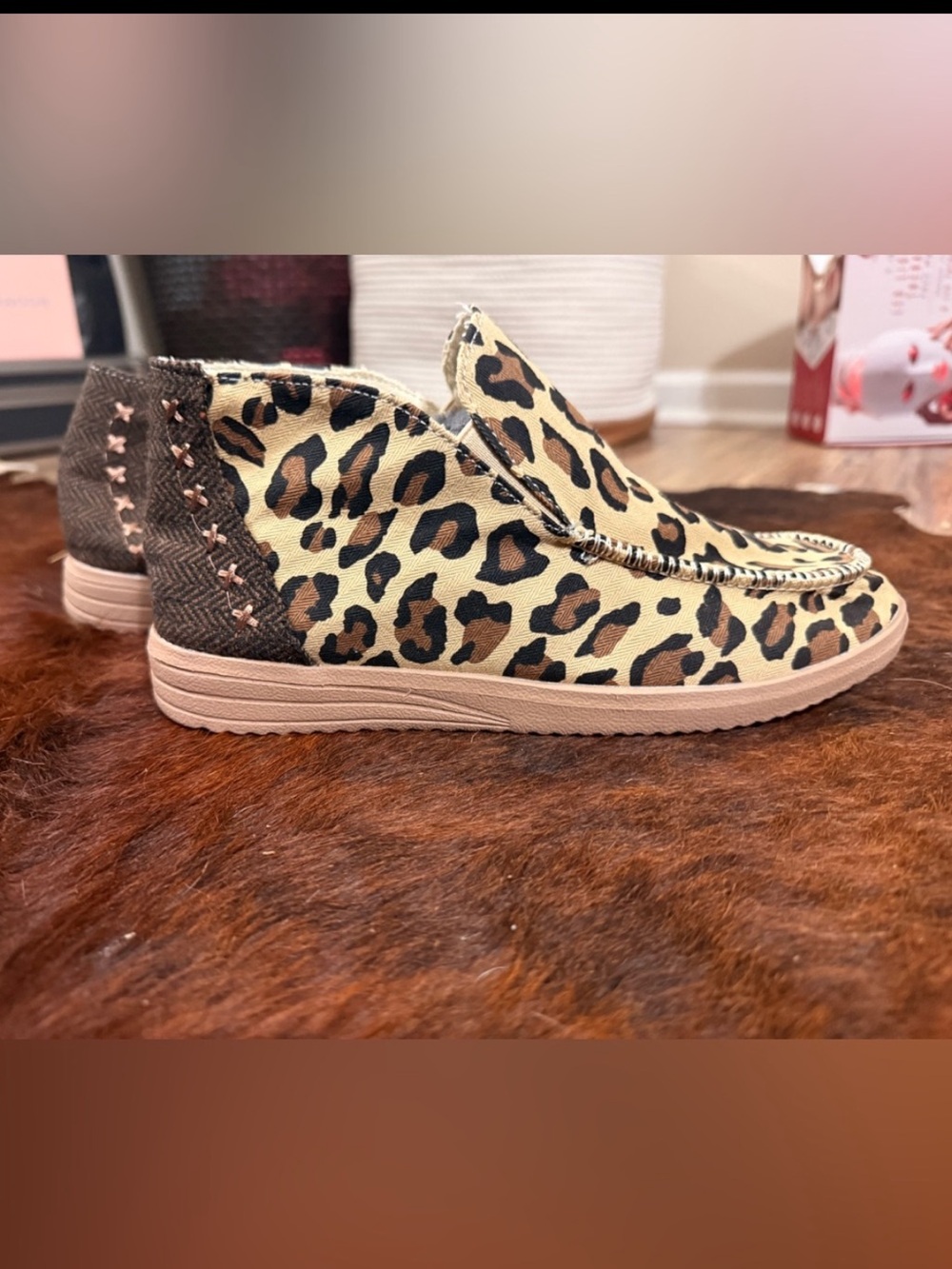 Outwoods Leopard Print Slip-On Moccasins - Beige/Brown/Black